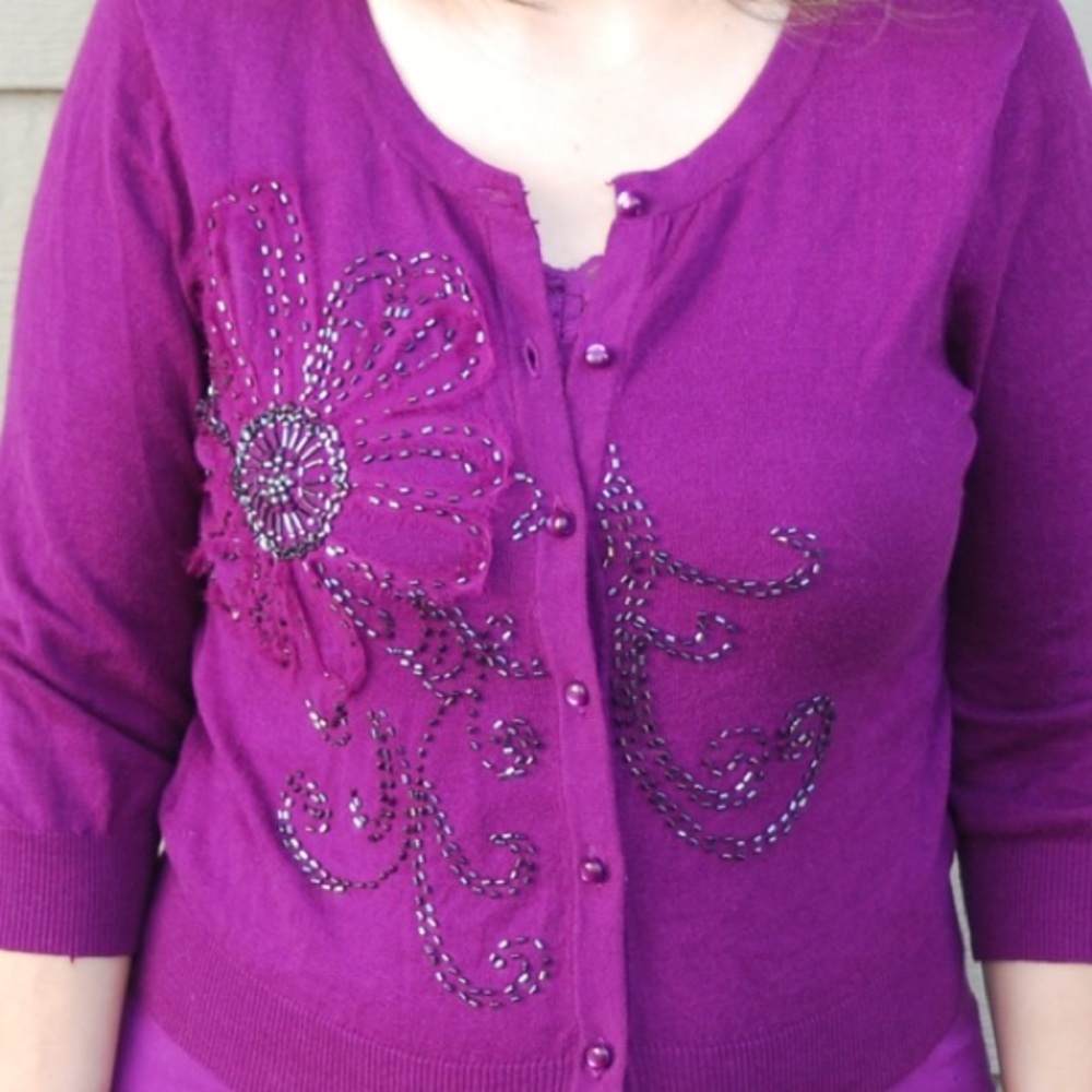 COPY - Purple and Black Beaded Sweater